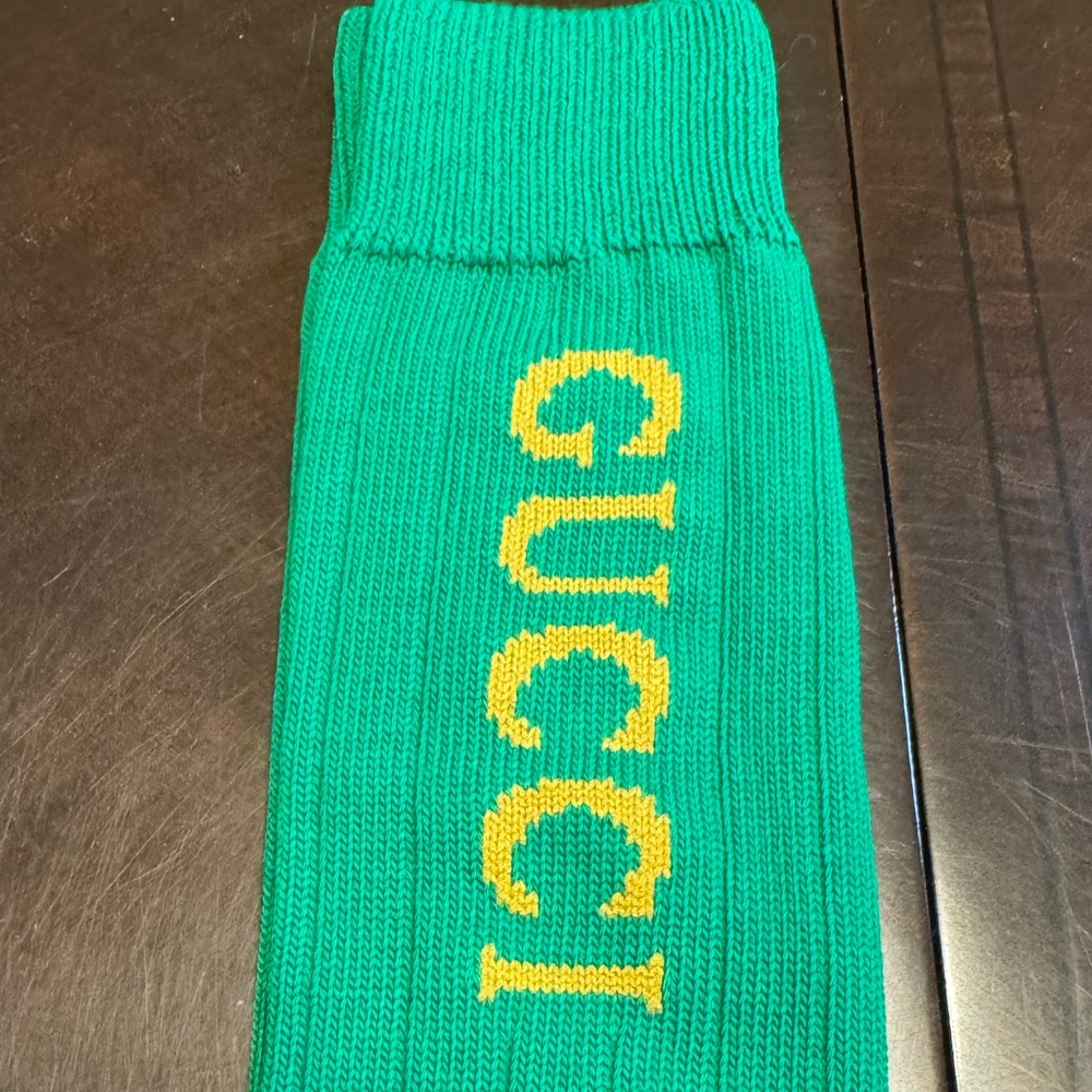 New Authentic Gucci Logo Socks Green Size M - Picture 3 of 10